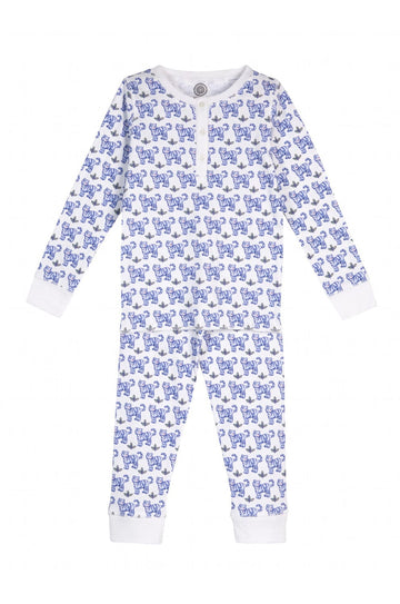 Pyjama ; pyjama enfant ; cosy ; bleu ; motif tigre bleu ; deux pièces ; pyjama deux pièces ; Brai