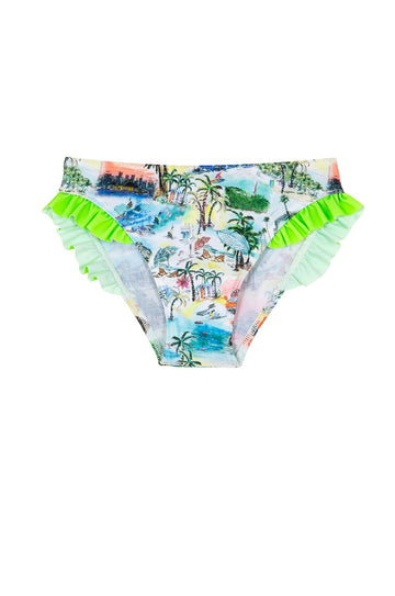 Culotte, maillot de bain fille, culotte de maillot de bain fille, motif Lalaland, jaune fluo , été , maillot , Los angeles , plage